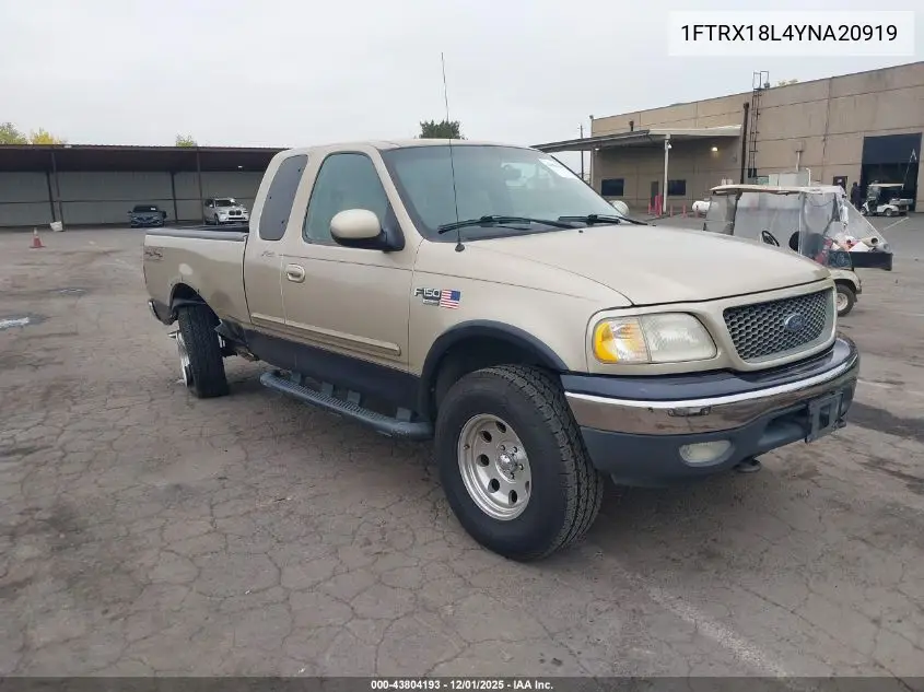 1FTRX18L4YNA20919 2000 Ford F-150 Lariat/Work Series/Xl/Xlt