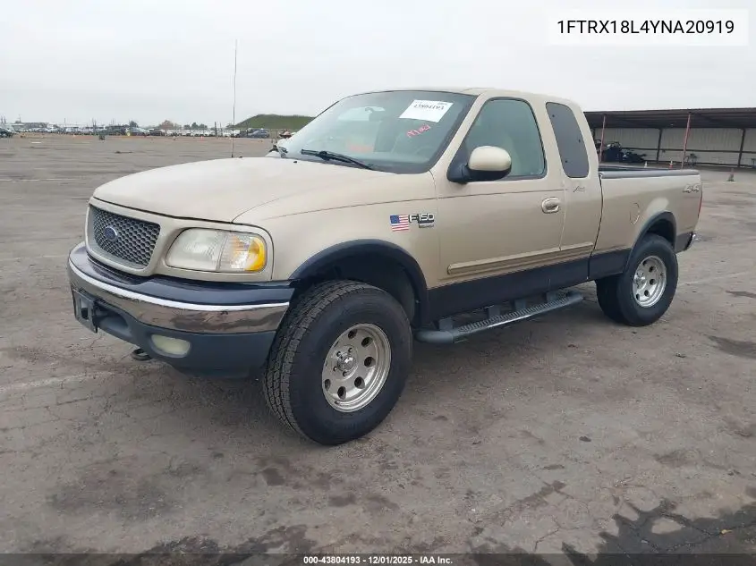 1FTRX18L4YNA20919 2000 Ford F-150 Lariat/Work Series/Xl/Xlt