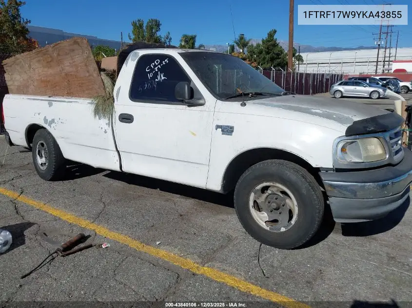 1FTRF17W9YKA43855 2000 Ford F-150 Work Series/Xl/Xlt