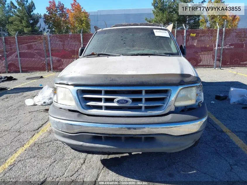 1FTRF17W9YKA43855 2000 Ford F-150 Work Series/Xl/Xlt