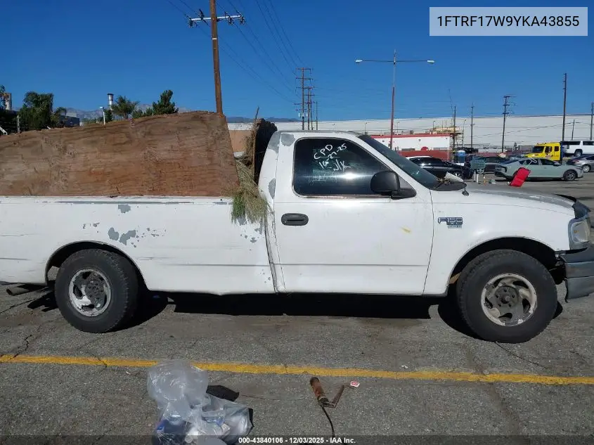 1FTRF17W9YKA43855 2000 Ford F-150 Work Series/Xl/Xlt