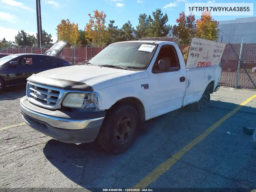1FTRF17W9YKA43855 2000 Ford F-150 Work Series/Xl/Xlt
