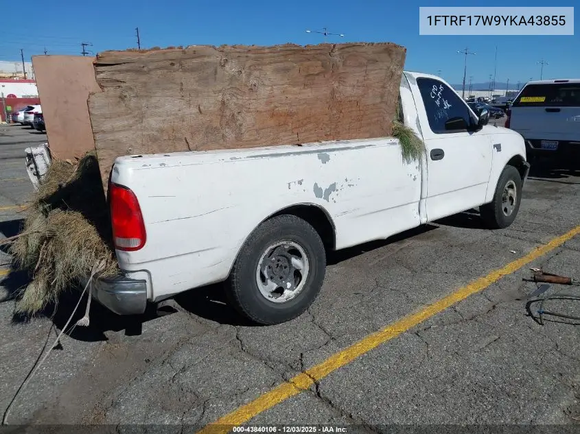 1FTRF17W9YKA43855 2000 Ford F-150 Work Series/Xl/Xlt