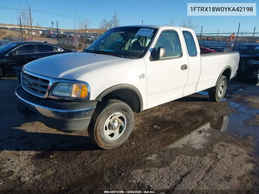 1FTRX18W0YKA42198 2000 Ford F-150 Lariat/Work Series/Xl/Xlt