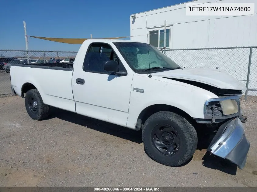 2001 Ford F-150 Xl/Xlt VIN: 1FTRF17W41NA74600 Lot: 40266946