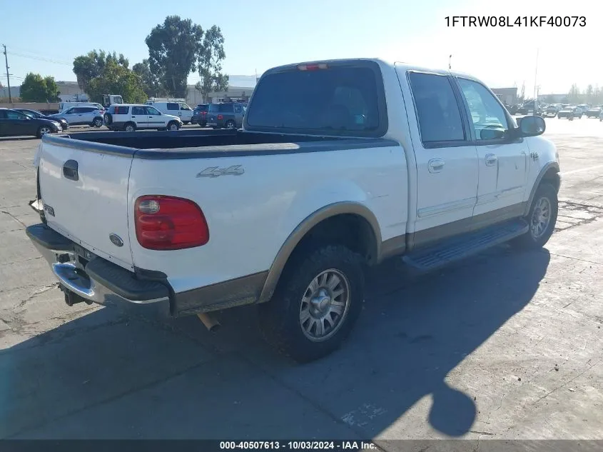 1FTRW08L41KF40073 2001 Ford F-150 King Ranch Edition/Lariat/Xlt