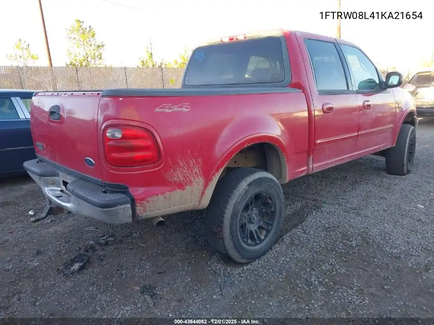 1FTRW08L41KA21654 2001 Ford F-150 King Ranch Edition/Lariat/Xlt