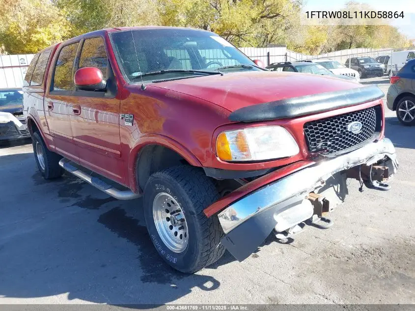 1FTRW08L11KD58864 2001 Ford F-150 King Ranch Edition/Lariat/Xlt
