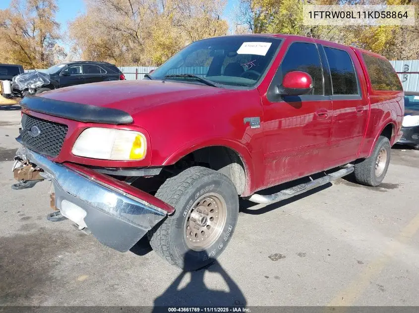 1FTRW08L11KD58864 2001 Ford F-150 King Ranch Edition/Lariat/Xlt