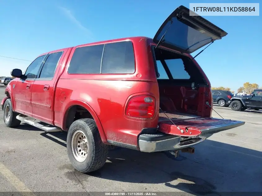 1FTRW08L11KD58864 2001 Ford F-150 King Ranch Edition/Lariat/Xlt