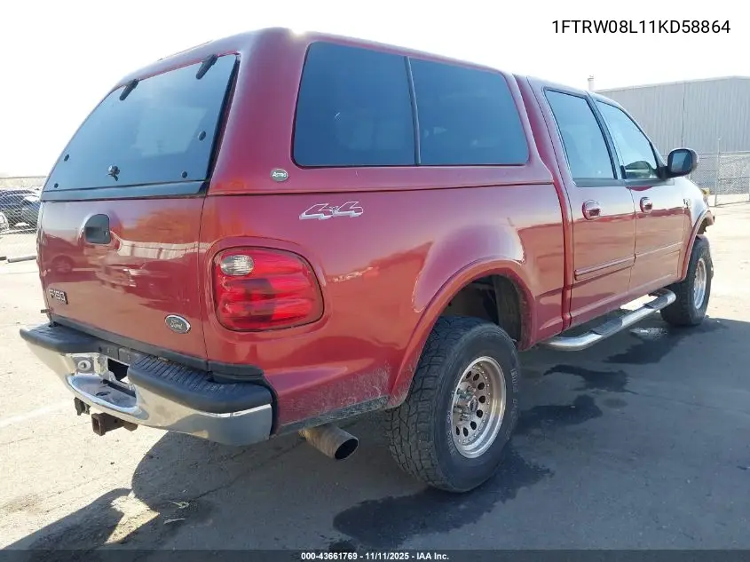 1FTRW08L11KD58864 2001 Ford F-150 King Ranch Edition/Lariat/Xlt
