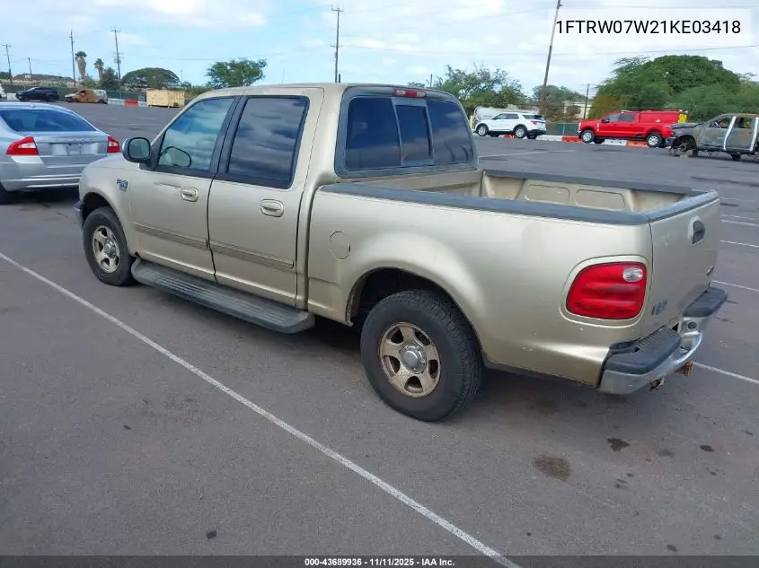 1FTRW07W21KE03418 2001 Ford F-150 Harley-Davidson Edition/King Ranch Edition/Lariat/Xlt