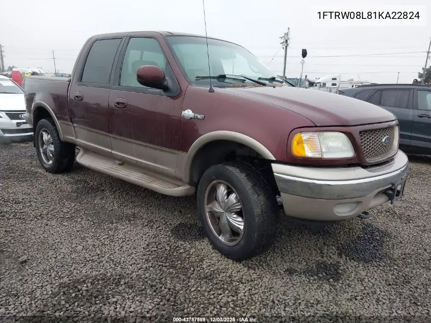 1FTRW08L81KA22824 2001 Ford F-150 Supercrew King Ranch/Lariat/Xlt