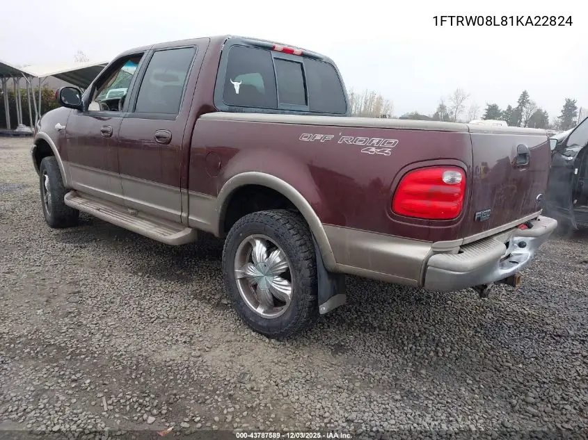 1FTRW08L81KA22824 2001 Ford F-150 Supercrew King Ranch/Lariat/Xlt