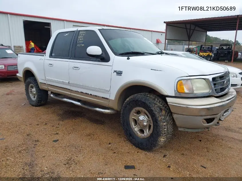 1FTRW08L21KD50689 2001 Ford F-150 King Ranch Edition/Lariat/Xlt