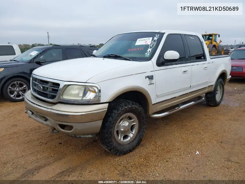 1FTRW08L21KD50689 2001 Ford F-150 King Ranch Edition/Lariat/Xlt