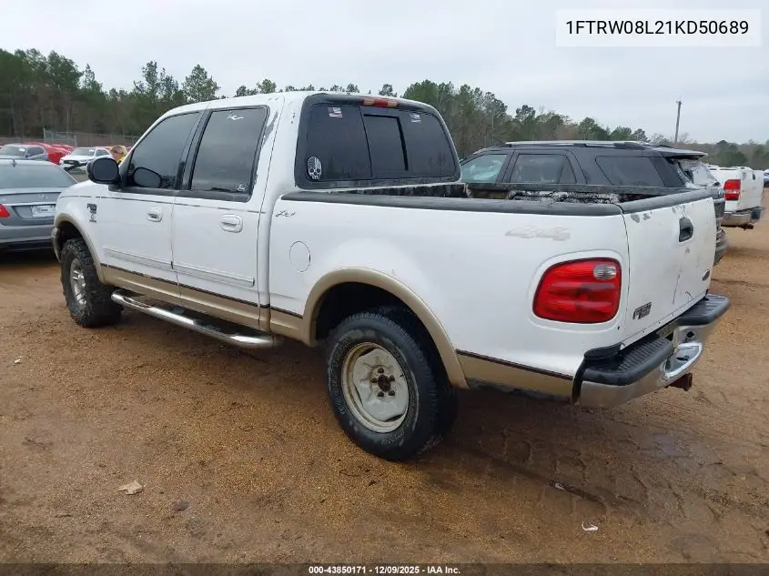1FTRW08L21KD50689 2001 Ford F-150 King Ranch Edition/Lariat/Xlt