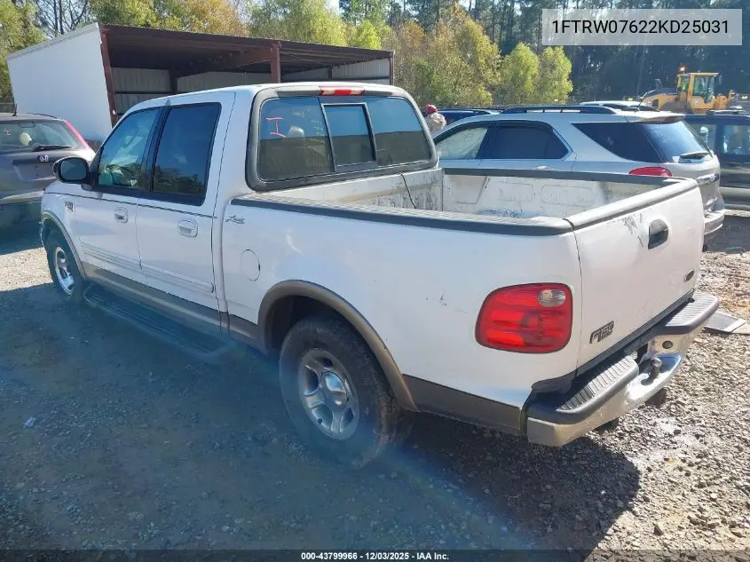 1FTRW07622KD25031 2002 Ford F-150 Lariat/Xlt