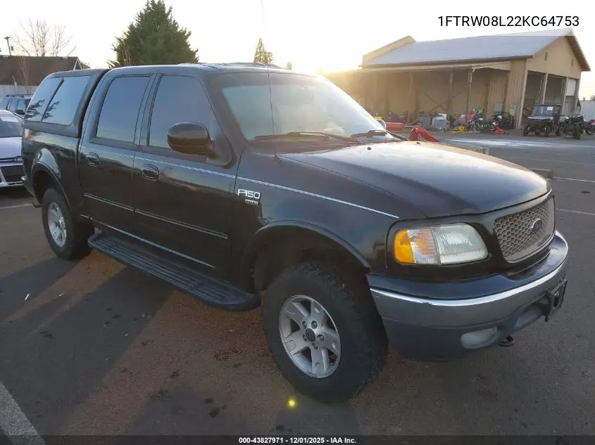 1FTRW08L22KC64753 2002 Ford F-150 Lariat/Xlt