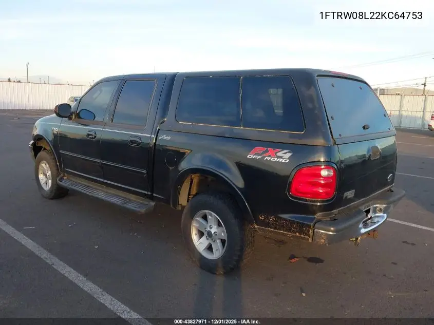 1FTRW08L22KC64753 2002 Ford F-150 Lariat/Xlt