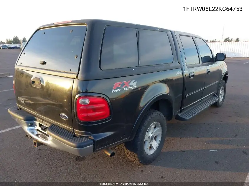 1FTRW08L22KC64753 2002 Ford F-150 Lariat/Xlt