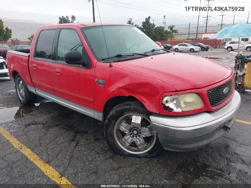 1FTRW07L43KA75928 2003 Ford F-150 Lariat/Xlt