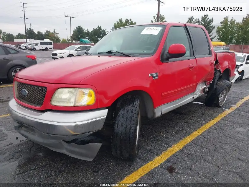 1FTRW07L43KA75928 2003 Ford F-150 Lariat/Xlt
