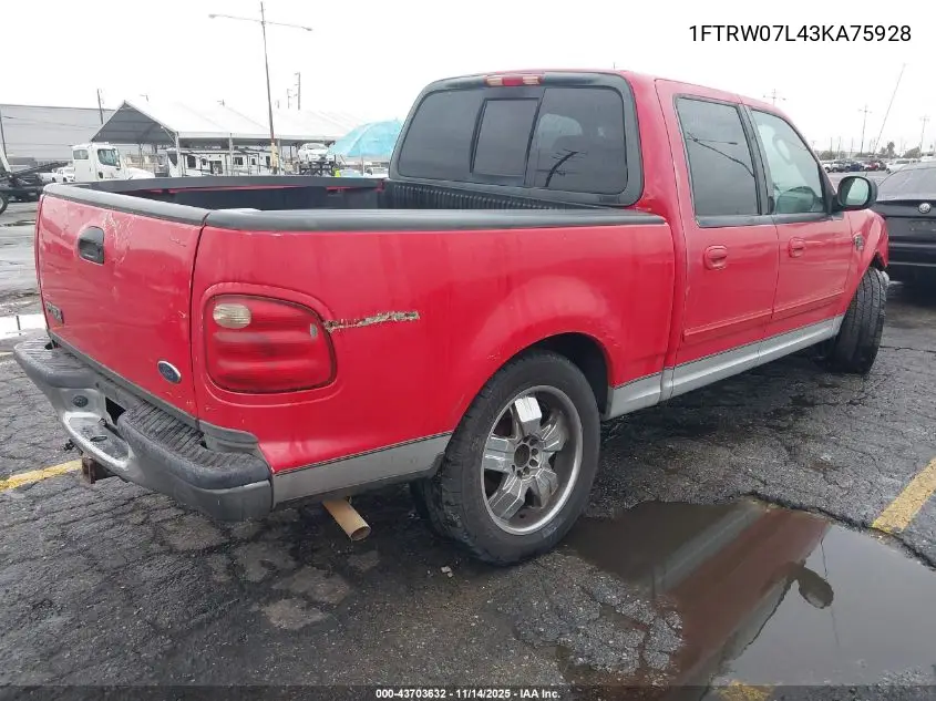 1FTRW07L43KA75928 2003 Ford F-150 Lariat/Xlt