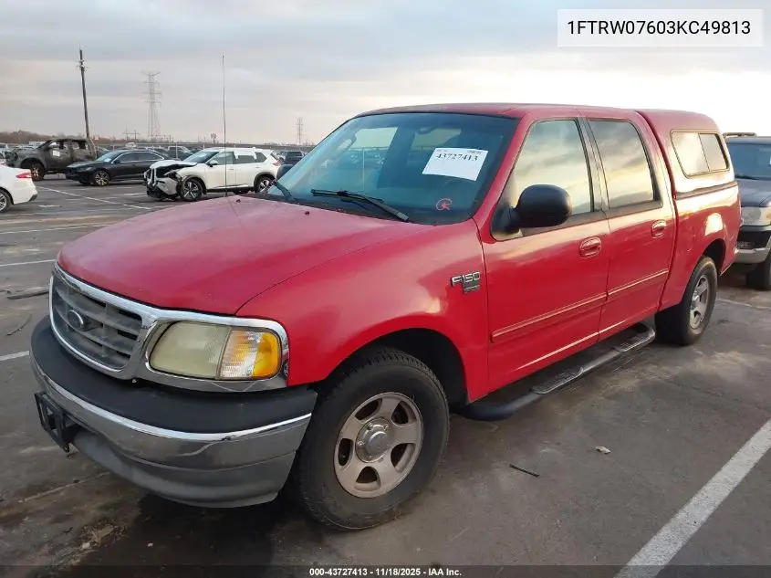 1FTRW07603KC49813 2003 Ford F-150 Lariat/Xlt