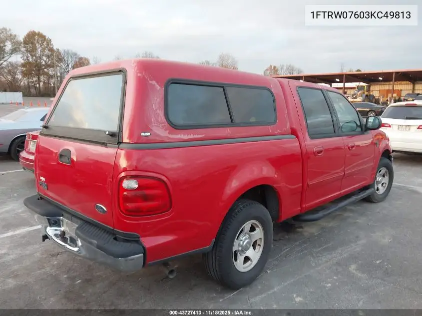 1FTRW07603KC49813 2003 Ford F-150 Lariat/Xlt