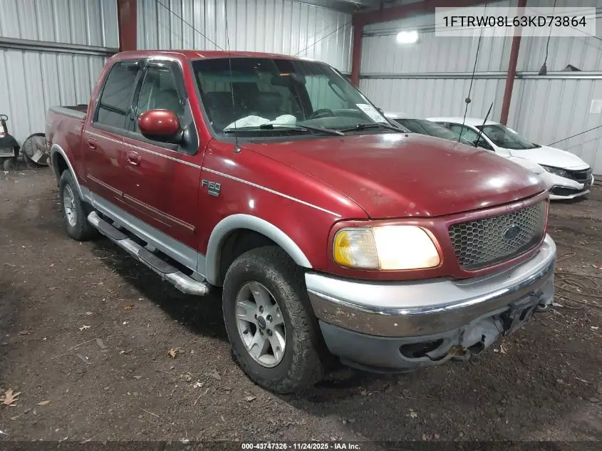 1FTRW08L63KD73864 2003 Ford F-150 Lariat/Xlt