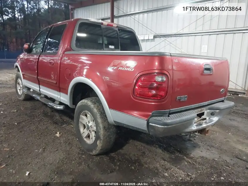 1FTRW08L63KD73864 2003 Ford F-150 Lariat/Xlt