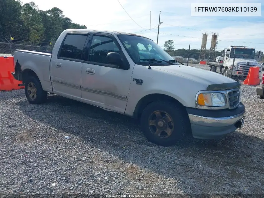 1FTRW07603KD10139 2003 Ford F-150 Lariat/Xlt