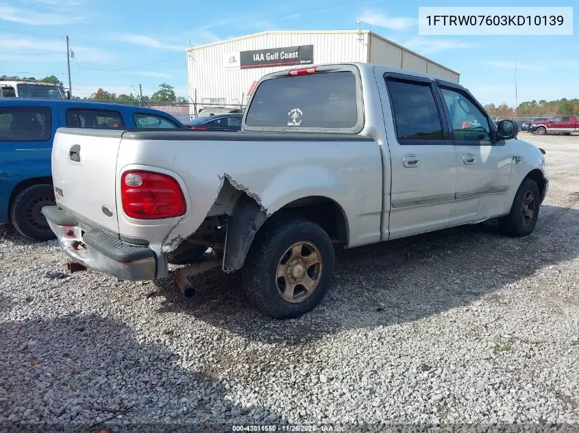 1FTRW07603KD10139 2003 Ford F-150 Lariat/Xlt