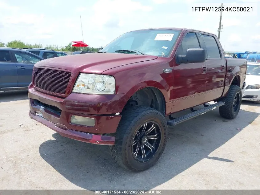 2004 Ford F-150 Lariat/Xlt VIN: 1FTPW12594KC50021 Lot: 40171534