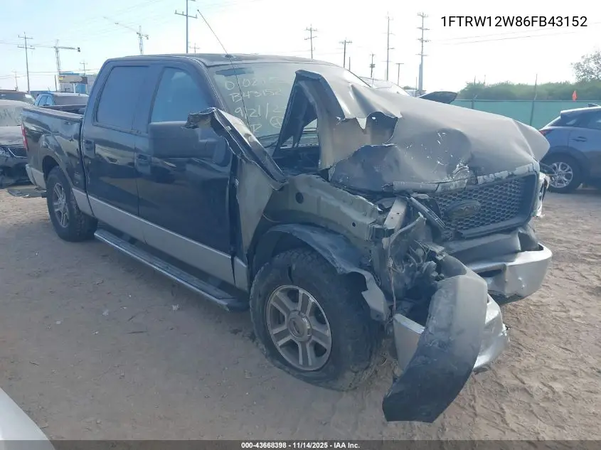 1FTRW12W86FB43152 2006 Ford F-150 Xlt
