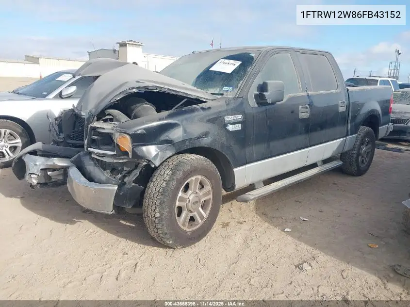 1FTRW12W86FB43152 2006 Ford F-150 Xlt