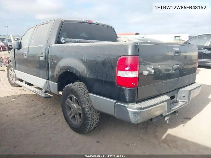 1FTRW12W86FB43152 2006 Ford F-150 Xlt