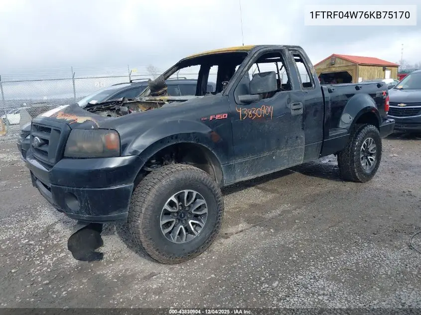 1FTRF04W76KB75170 2006 Ford F-150 Stx/Xlt