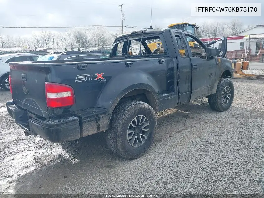 1FTRF04W76KB75170 2006 Ford F-150 Stx/Xlt