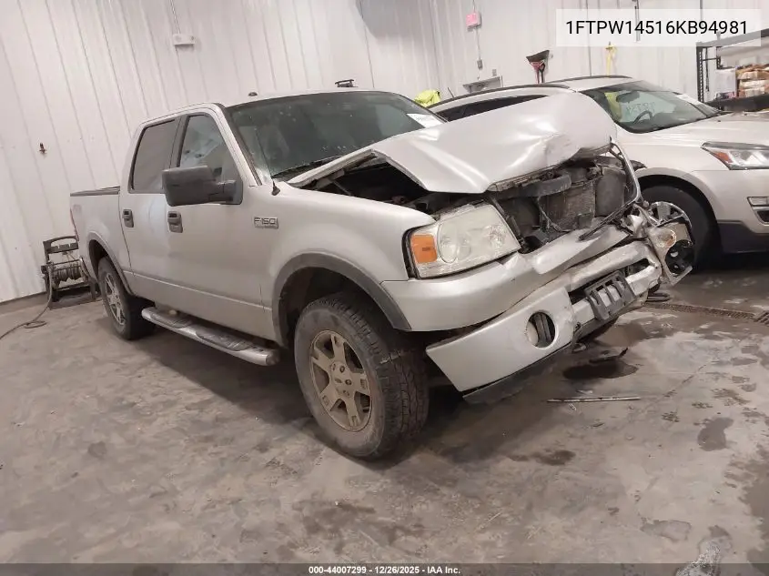 1FTPW14516KB94981 2006 Ford F-150 Fx4/Lariat/Xlt