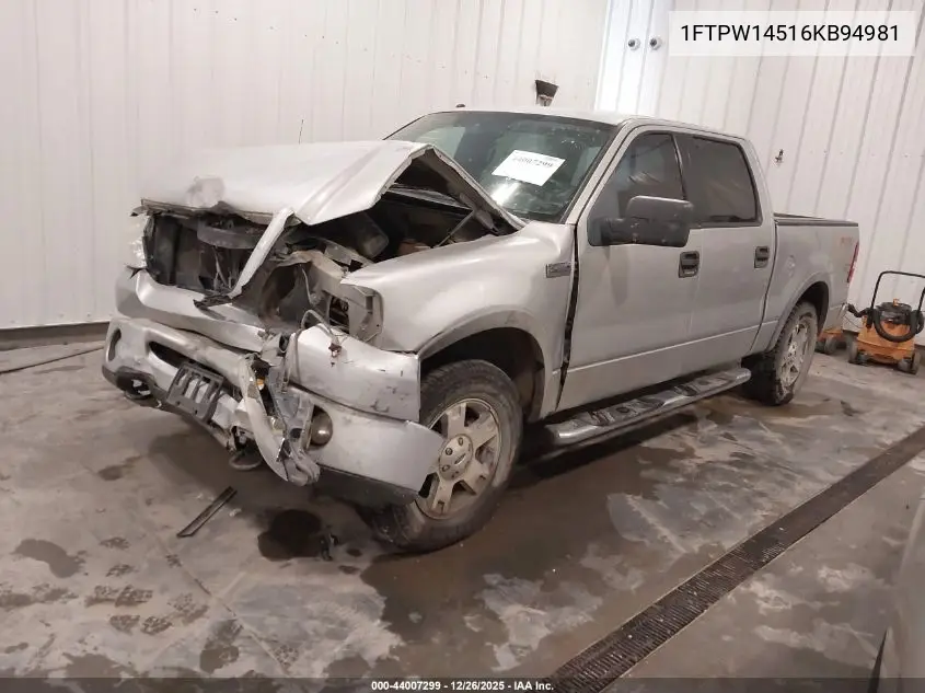 1FTPW14516KB94981 2006 Ford F-150 Fx4/Lariat/Xlt