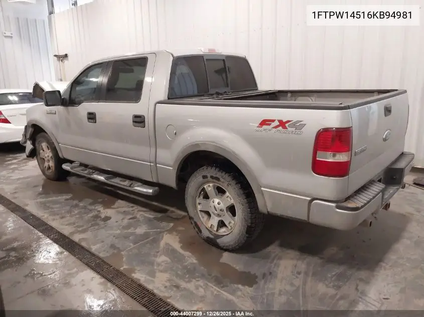1FTPW14516KB94981 2006 Ford F-150 Fx4/Lariat/Xlt