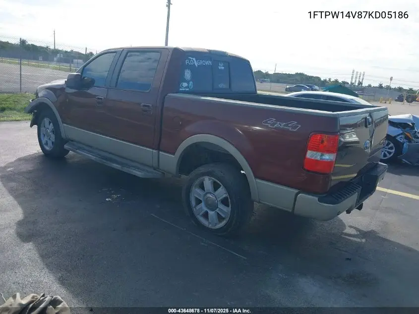 1FTPW14V87KD05186 2007 Ford F-150 Fx4/Lariat/Xlt