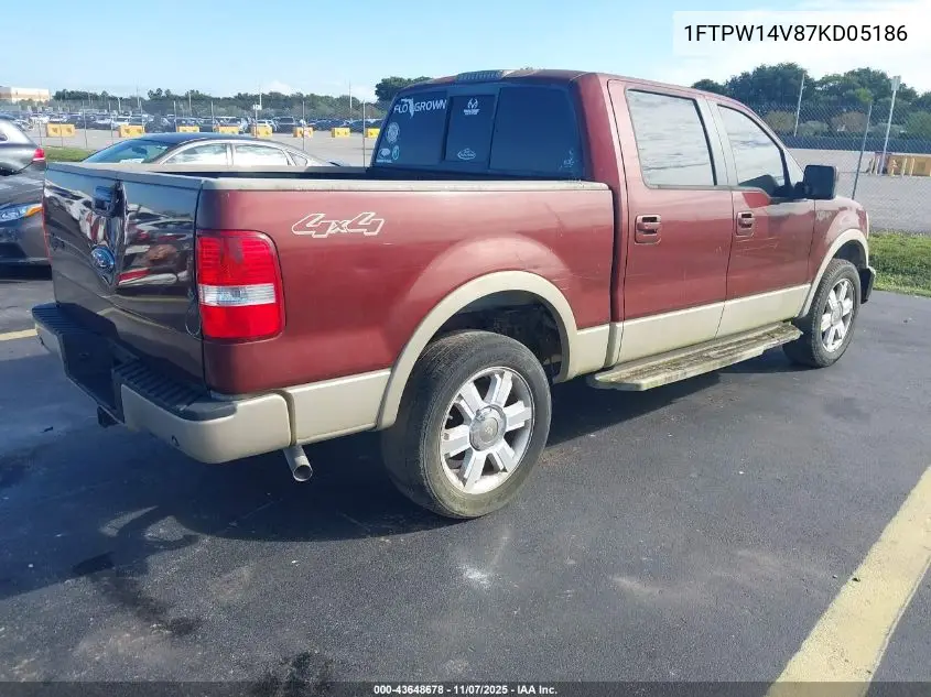 1FTPW14V87KD05186 2007 Ford F-150 Fx4/Lariat/Xlt