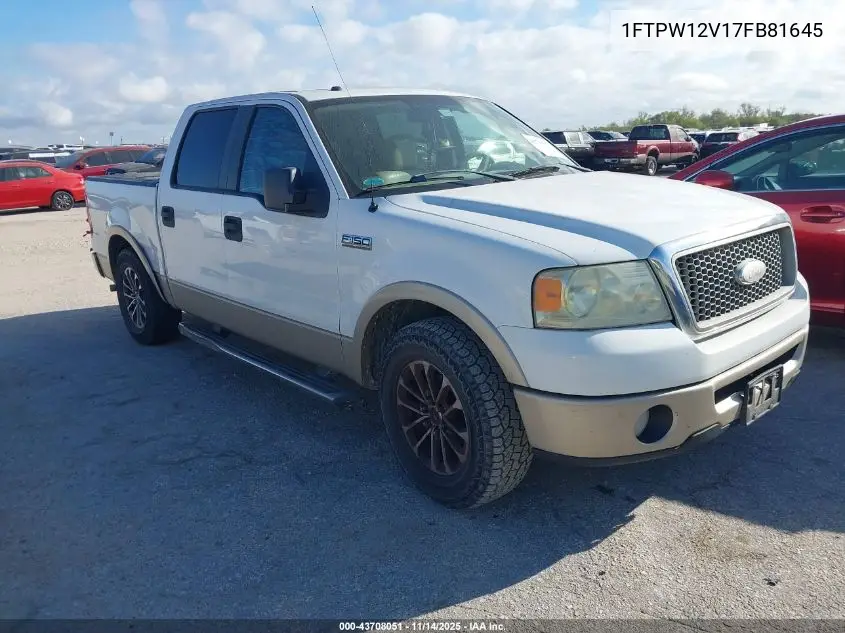 1FTPW12V17FB81645 2007 Ford F-150 Lariat/Xlt