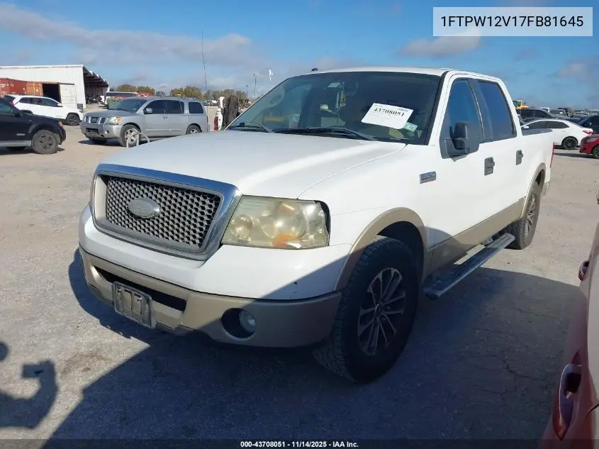 1FTPW12V17FB81645 2007 Ford F-150 Lariat/Xlt