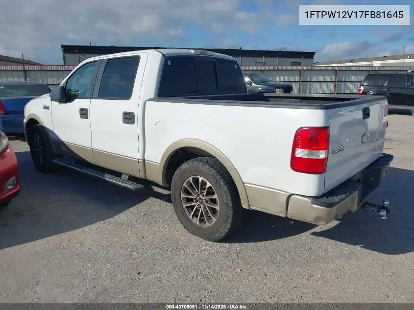 1FTPW12V17FB81645 2007 Ford F-150 Lariat/Xlt