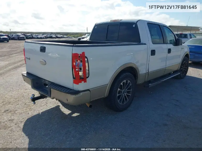 1FTPW12V17FB81645 2007 Ford F-150 Lariat/Xlt