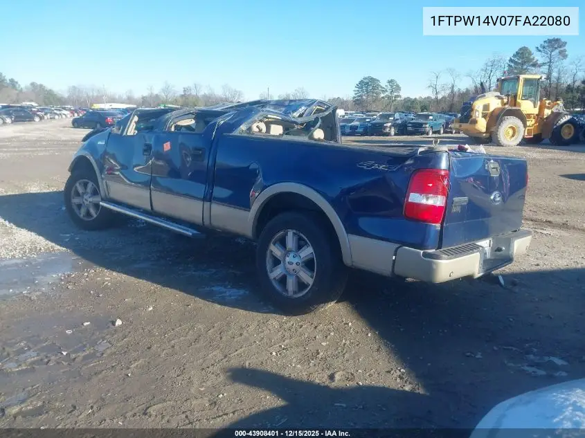 1FTPW14V07FA22080 2007 Ford F-150 Fx4/Lariat/Xlt